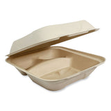 Fiber Hinged Containers, 2-compartment, 8.8 X 8.2 X 2.9, Natural, Paper, 300/carton