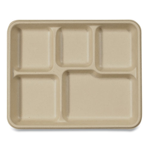 Fiber Trays, School Tray, 5-compartments, 8.5 X 10.5 X 1, Natural, 400-carton