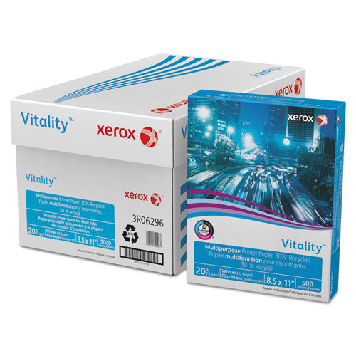 Vitality 30% Recycled Multipurpose Paper, 92 Bright, 20lb, 8.5 X 11, White, 500-ream