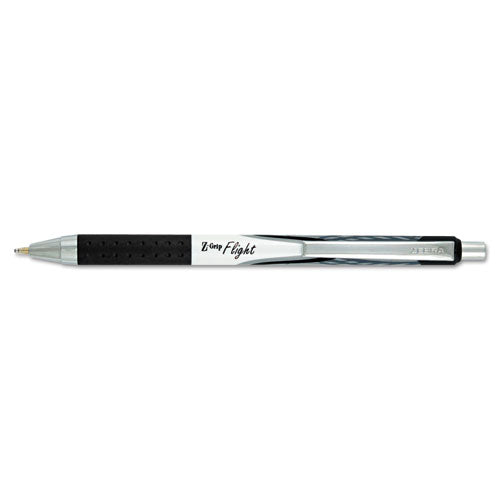 Z-grip Flight Retractable Ballpoint Pen, 1.2mm, Black Ink, White Barrel, Dozen