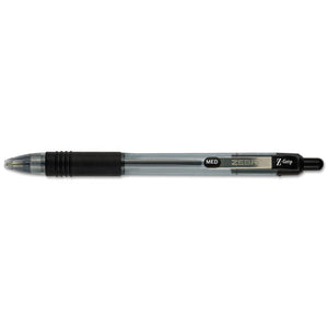 Z-grip Retractable Ballpoint Pen, Medium 1 Mm, Black Ink, Clear Barrel, Dozen