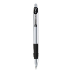 Z-grip Metal Ballpoint Pen, Retractable, Medium 1 Mm, Black Ink, Silver Barrel, Dozen