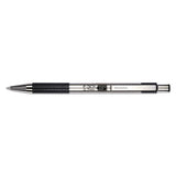 F-301 Retractable Ballpoint Pen, 0.7 Mm, Black Ink, Stainless Steel-black Barrel, 2-pack