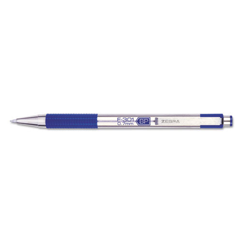 F-301 Retractable Ballpoint Pen, 0.7 Mm, Blue Ink, Stainless Steel-blue Barrel