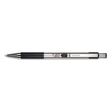 F-301 Retractable Ballpoint Pen, 1.6 Mm, Black Ink, Stainless Steel-black Barrel, Dozen