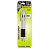 F-402 Retractable Ballpoint Pen, 0.7mm, Black Ink, Steel-black Barrel, 2-pack