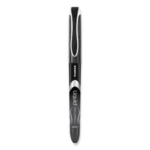 Liquid Ink Roller Ball Pen, Stick, Extra-fine 0.5 Mm, Black Ink, Black Barrel, Dozen