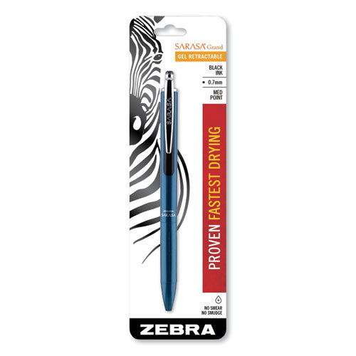 Sarasa Grand Retractable Gel Pen, Medium 0.7 Mm, Black Ink, Turquoise Barrel